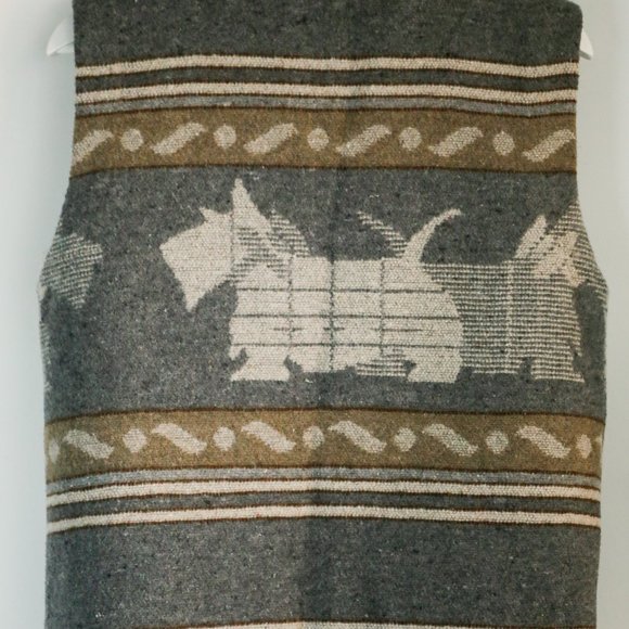 Vintage 90s Y2K Wool Blend Dog Print Vest - Picture 4 of 4